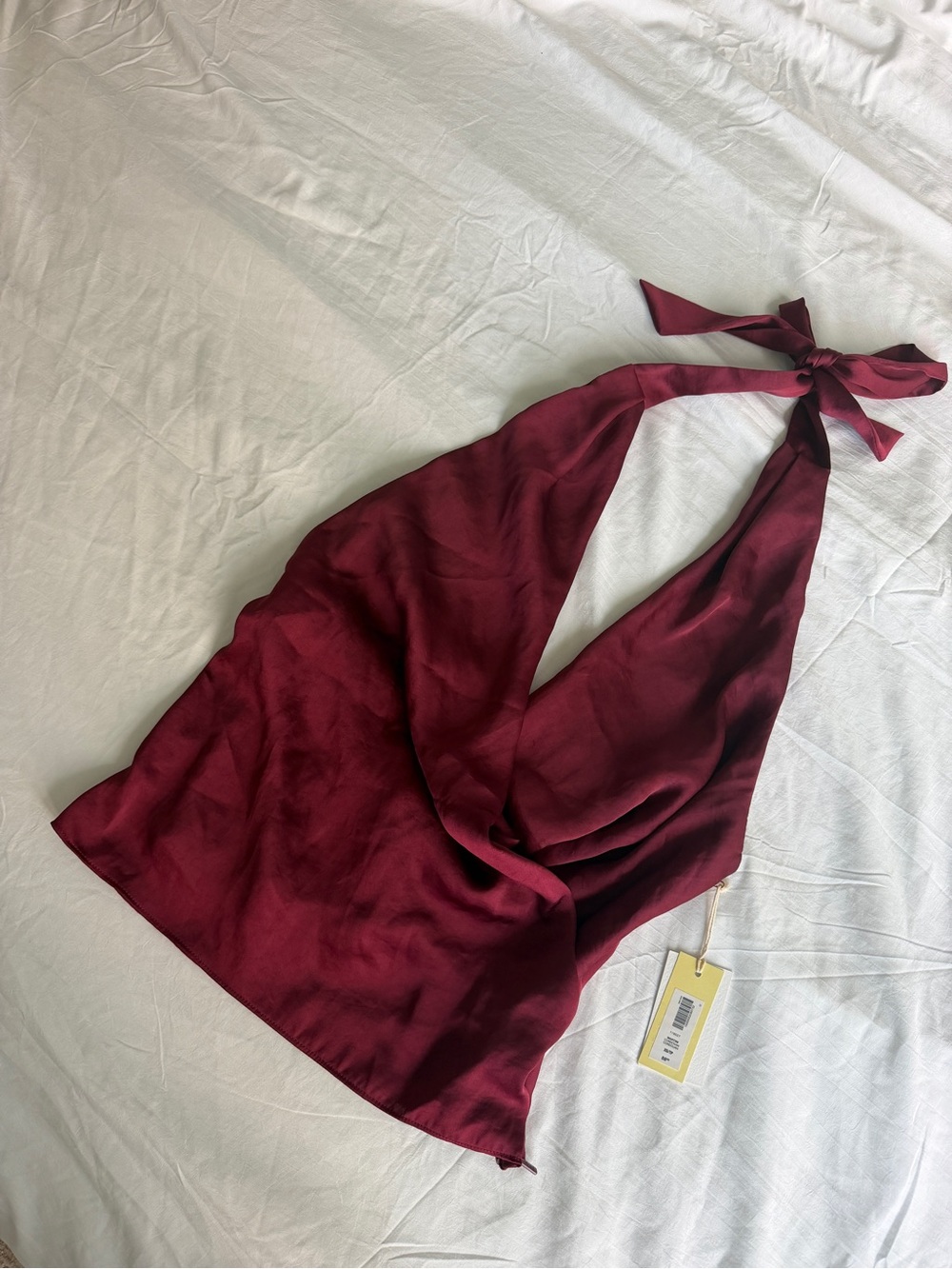 Aritzia Wilfred Cordovan Martini Top Satin Backless Halter Top